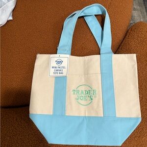Trader Joe’s mini pastel blue canvas tote bag